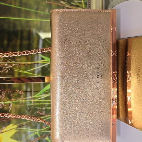 Ted Baker Natalie Leather Matinee Wallet Rose Gold Chain Crossbody - Picture 4 of 11